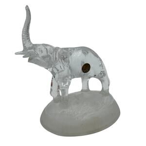 Lead Crystal Elephant by Cristal D'Arques Trunk Up with Label